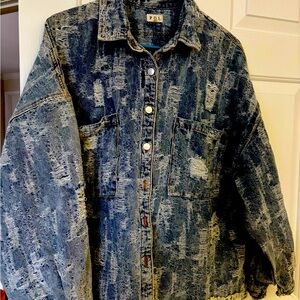 POL Distressed Oversized Denim Jacket